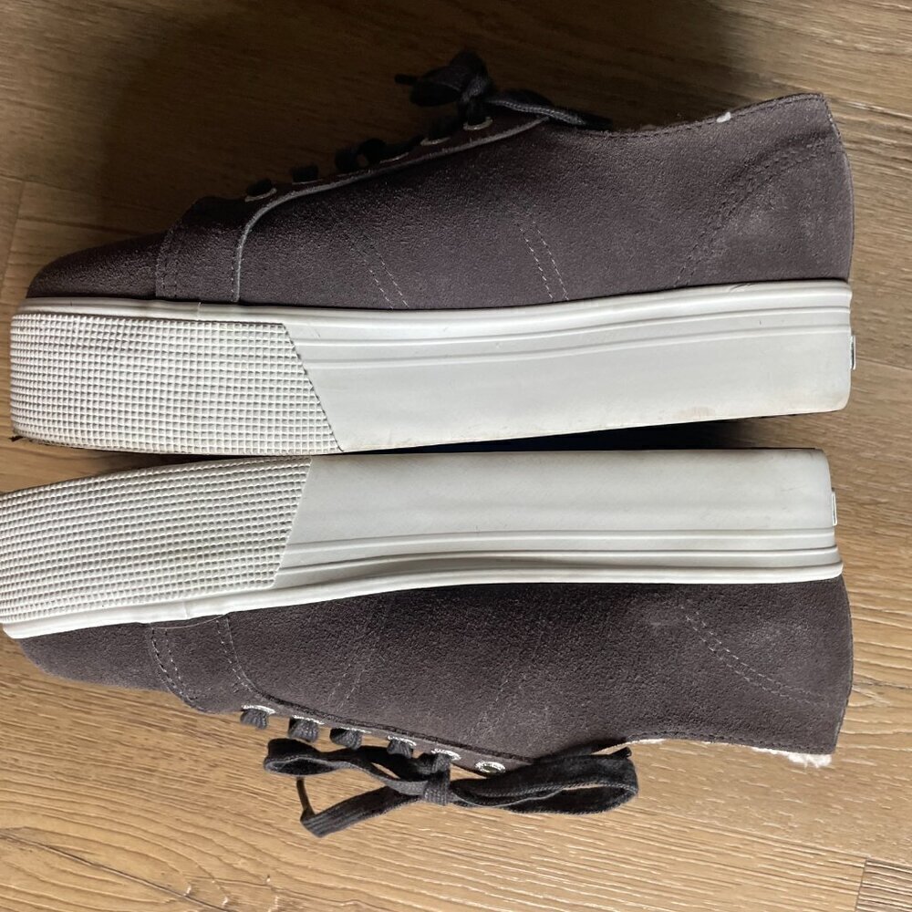 Superga Dark Gray Chunky Rubber White Platform Lace Up Suede Sneakers Size 39/8 - Picture 4 of 7
